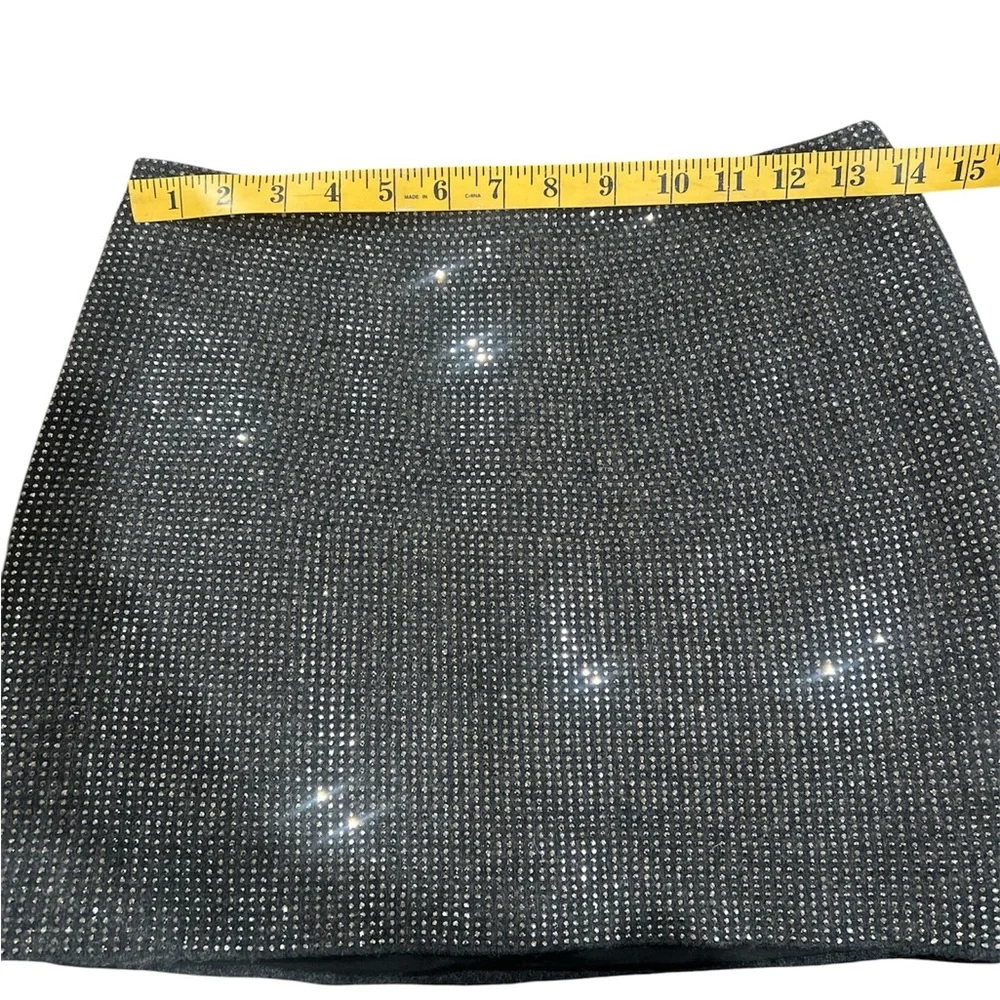 Elegant Black/Dark Grey Studded Mini Skirt Size PS